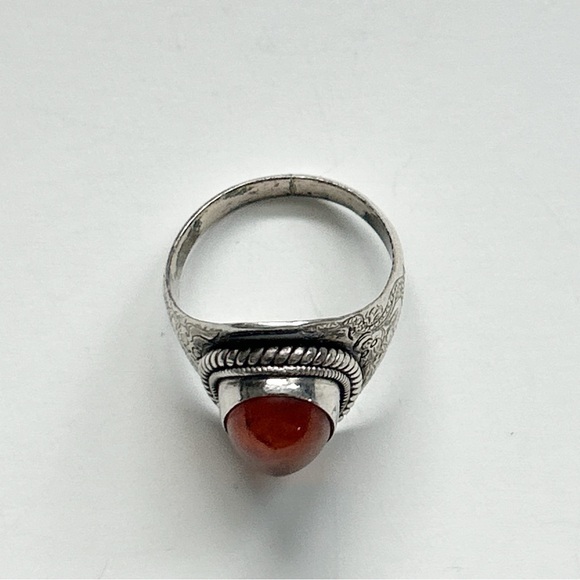 Vintage Amber Sterling Silver Ring - Picture 8 of 11